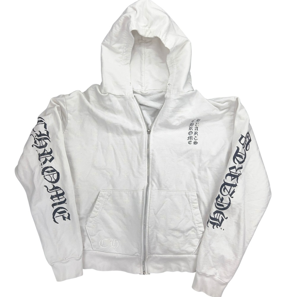 Chrome Hearts White Horseshoe Zip Hoodie CH Sleeve USA Small Rare Y2K Era